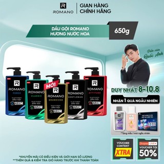 Dầu gội nam Romano hương Nước hoa nam Classic/ Force/ Attitude/ Gentleman 650g/chai