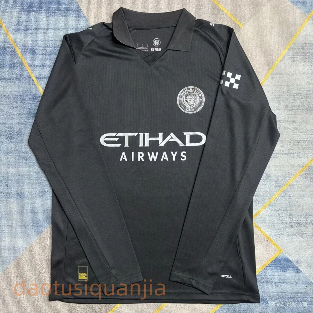 An Issue 2025 / 26 Man City Away Jersey Áo bóng đá dài tay màu đen