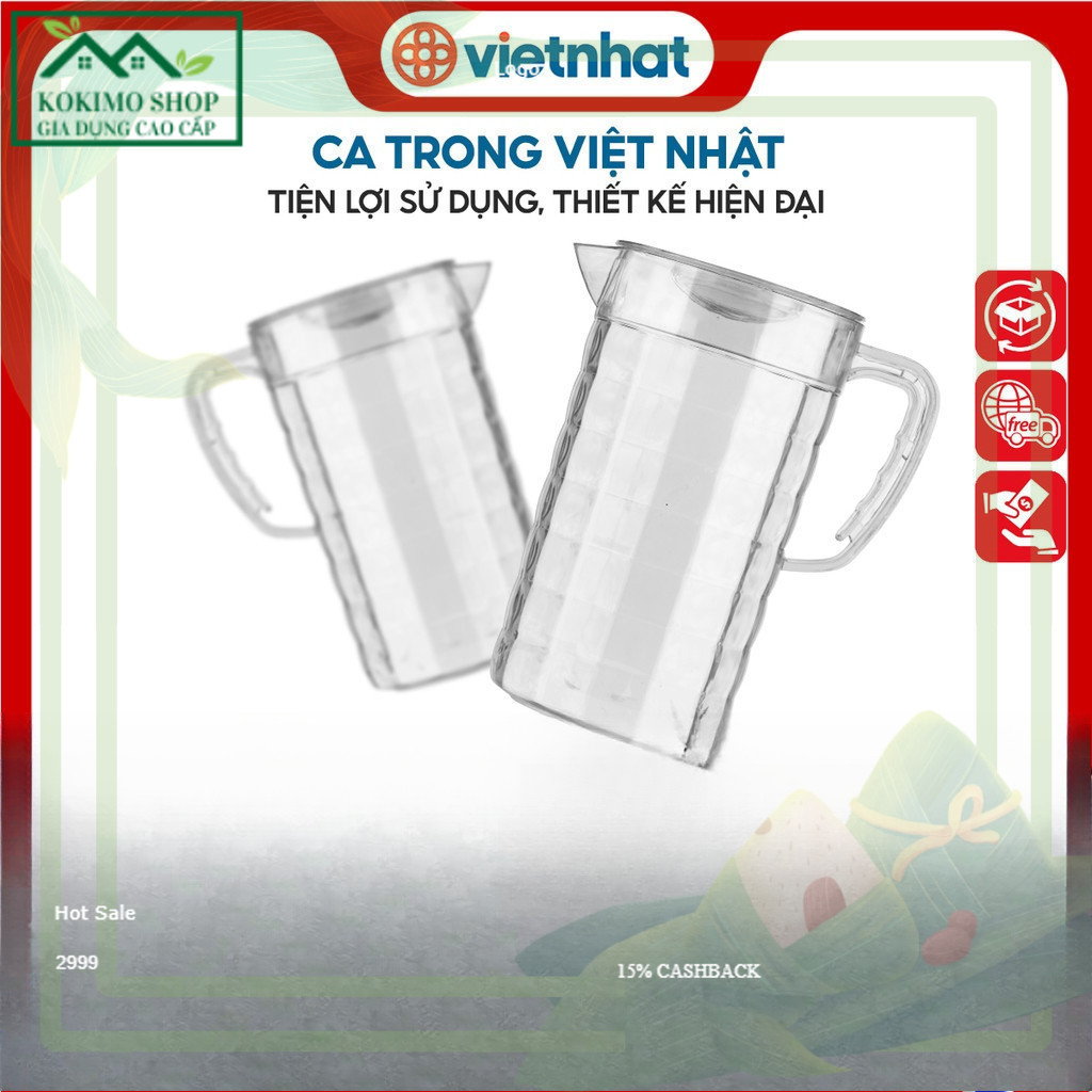 Ca đựng nước, ca nhựa trong, ca đựng nước trong suốt, ca kính C6056 KOKIMO SHOP