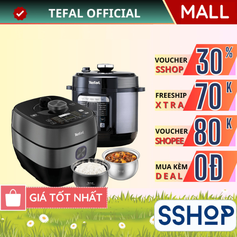 Nồi áp suất điện Tefal 6 Lít Chính hãng, cảm ứng đa năng nấu chậm, hầm, làm bánh CY601868/CY638868 -