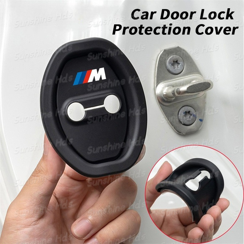 4 Xe BMW M Khóa Cửa Bảo Vệ Bao Silicon Khóa Cửa Giảm Chấn Im Lặng Chống Va Chạm Đệm Cao Su Cho Xe BM