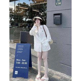 Set Sơ Mi Dài Tay Quần Cộc Chất Đũi Mềm Màu Xanh Trắng Khuy Cúc, Bộ Sơ Mi Kèm Quần Cộc Siêu Xinh Mặc Đi Chơi