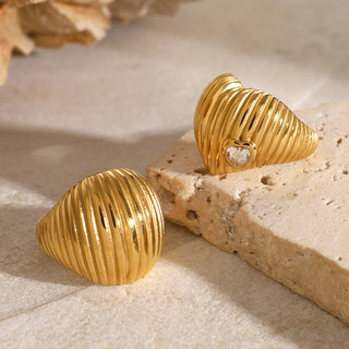 Châu âu mỹ ins phong cách mới vàng 18k thép không gỉ rộng chủ đề hình học nhẫn nữ