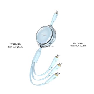 Wiwu Vìgor 3in1 Cáp sạc nhanh 100W 3 đầu dây rút tiện lợi [Hàng Chính Hãng]
