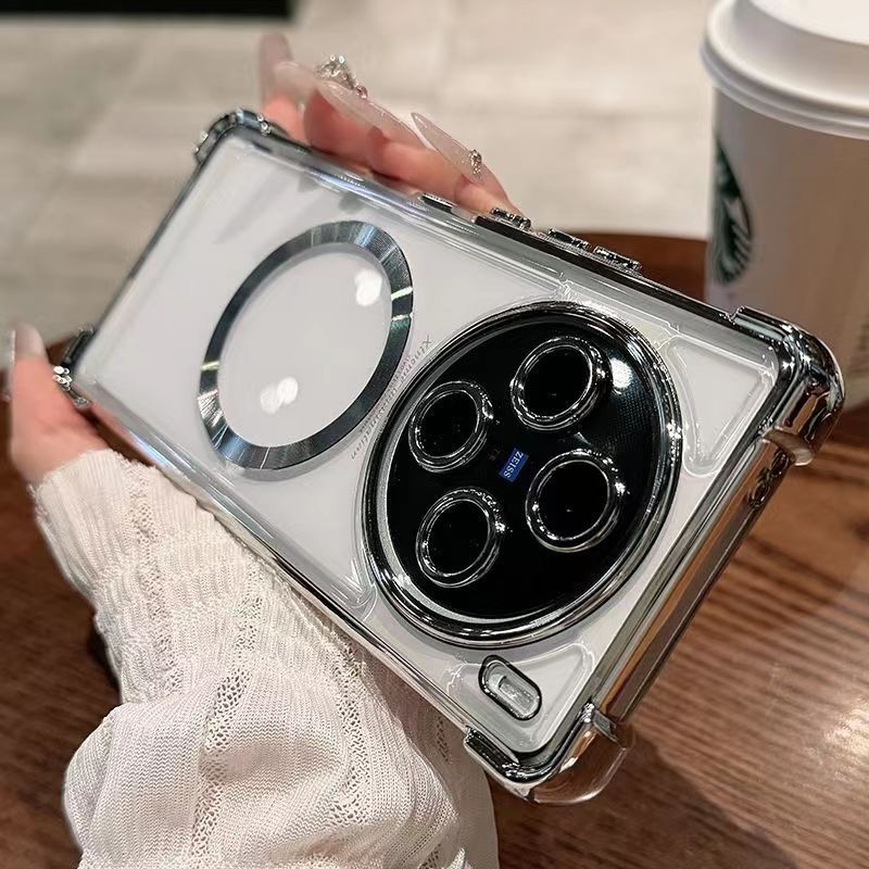 Dành Cho Vivo X100 X100S X100 PRO X100S PRO X90 X90S X90 PRO X80 X80 PRO X70 Mềm Trong Suốt Từ Tính Chống Rơi Vỏ Điện Thoại Kèm Phim Ống Kính Tích Hợp