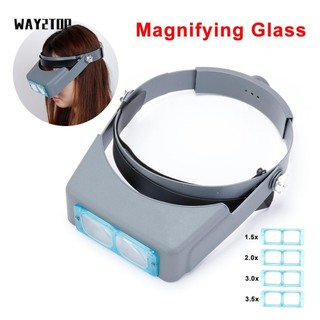 WAY2TOP Lúp Đeo Đầu Kích Thước 1.5x 2x 2.5x 3.5x Kèm 4 Thấu Kính Tiện Dụng