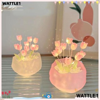 Wttle Bí Ngô Cốc Hoa Tulip Đèn Bàn, Đèn Ngủ LED Chất Liệu DIY Gói Mô Phỏng Đèn Ngủ Tulip, Kỷ Niệm Đám Cưới Handmade Trang Trí Nhà Đèn Khí Quyển