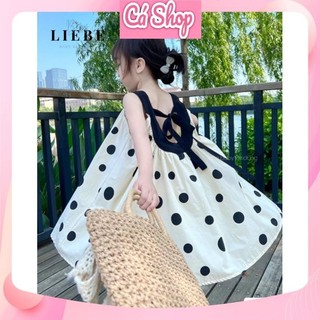 Xả Váy đầm chấm bi đen CS28 cho bé gái