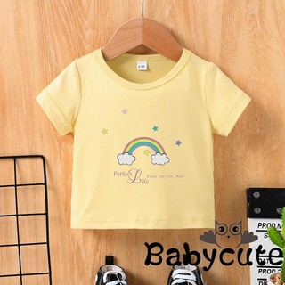 Bb-toddler Bé Trai Bé Gái Đồ Họa Tee In Cầu Vồng Tay Ngắn Cổ Tròn Mùa Hè Áo Thun Thường Ngày