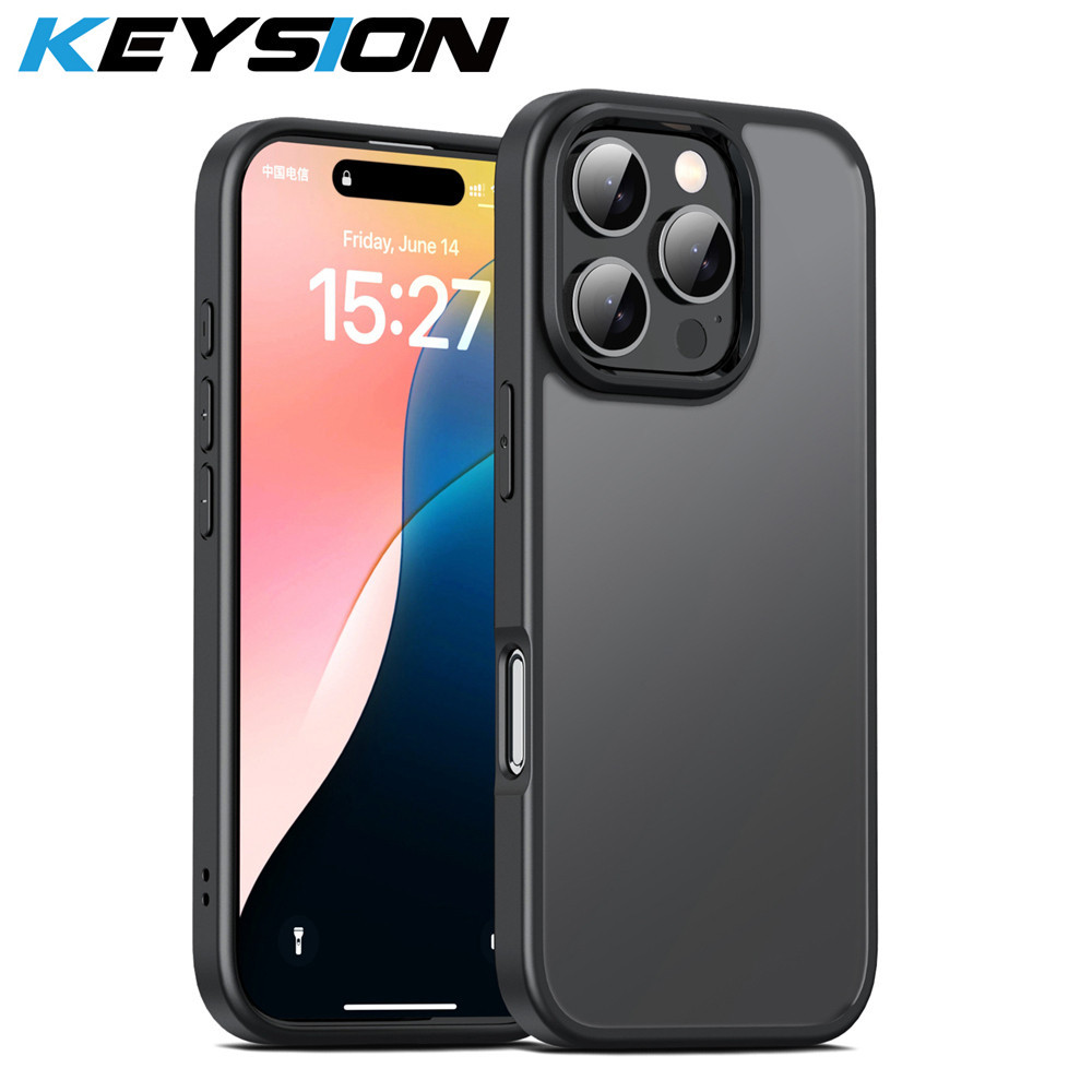 Ốp lưng chống sốc trong suốt KEYSION cho iPhone 16 Pro Max Silicon mềm trong suốt + Ốp lưng PC cho i