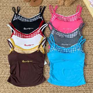 Phụ Nữ Giả Hai Miếng Áo Vest Có Miếng Lót Ngực Hot Girl Tank Top Dễ Thương Slim Fit Camisoles Mặc Ngoài