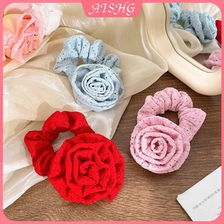 AISHG Vải Hoa Hồng Ruột Lớn Tóc Nữ Hàn Quốc Ins Hoa Tóc Dây Phụ Kiện Tóc