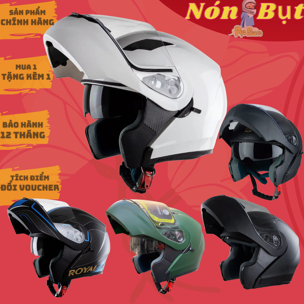 Mũ Nón Bảo Hiểm FULLFACE 3/4 ROYAL M179 CÓ 2 KÍNH TẶNG KHĂN NIJA& TÚI NÓN Cao Cấp Helmet [ CHÍNH HÃNG BẢO HÀNH 12 THÁNG]