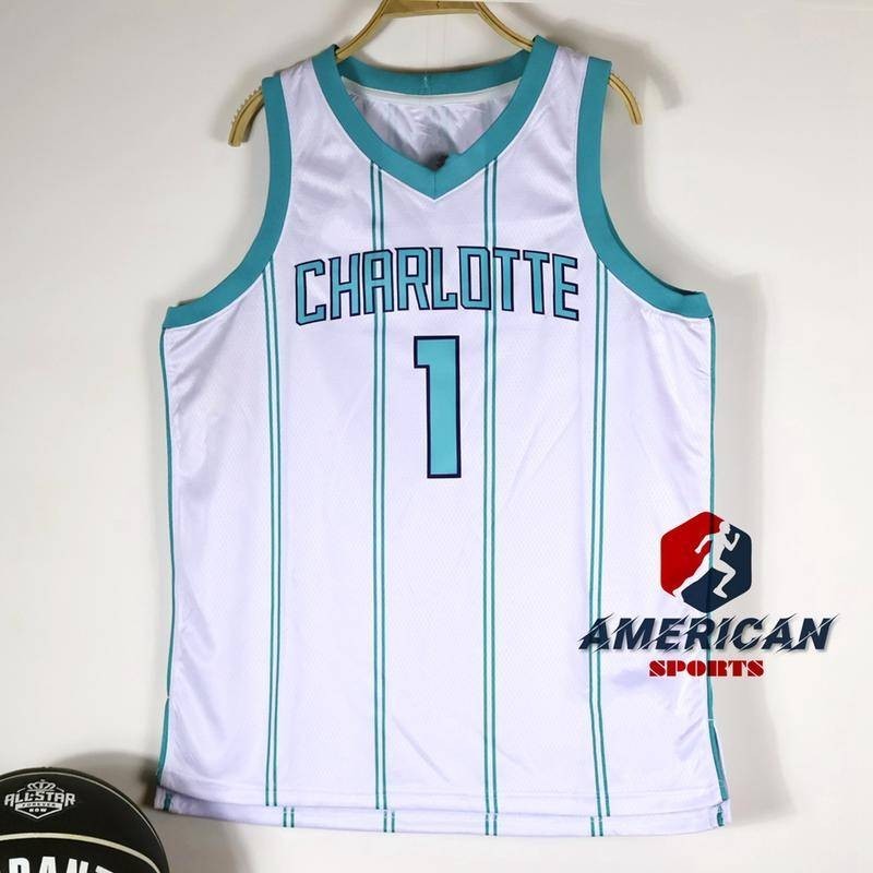 Áo đấu nam ép nóng Charlotte Hornets LaMelo Ball Basketball White Jersey