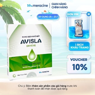 Dung dịch nhỏ mắt Avisla Dryeye và Avisla Vitamin – Bổ sung nước mắt nhân tạo, giảm triệu chứng khô mắt, hỗ trợ thị lực