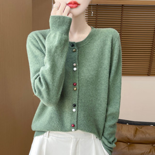  Nữ Vui Nhộn Màu Nút Xuống Cardigan Áo Len Nhẹ Tay Dài Thường Ngày Phù Hợp Với Hợp Thời Trang Cổ Tròn Mềm Sườn Dệt Kim Cardigan 