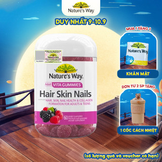 Kẹo Dẻo Vitamin Nature’s Way Adult Vita Gummies Hair Skin Nails Bổ Sung Vitamin C, E, Biotin Và Kẽm Hỗ Trợ Da, Móng Tóc