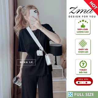 Set Đồ Bầu thun nữ quần dài tay cộc Size 40- 90kg Bộ thun tăm lạnh Bầu mặc thoải mái ZMA
