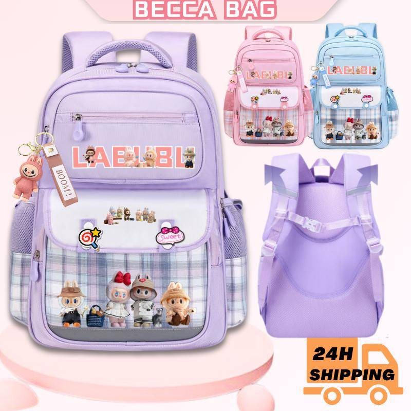 (In stock)labubu balo cặp chống gù lưng cặp đi học cấp 1 backpack cặp đi học nữ lớp 2 1 ba lô học si