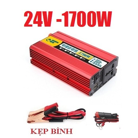 Bộ chuyển đổi điện inverter 24V - 220V -1700W sóng sine - DC 24V -Mẫu mới
