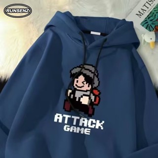 M-8xl Phim Hoạt Hình Hàn Quốc Áo Khoác Xanh Nam Plus Kích Thước Áo Chui Đầu Mùa Đông Dày Nhiệt Có Mũ Trùm Đầu Áo