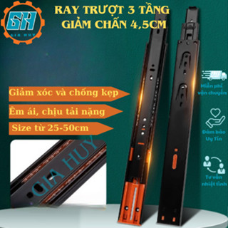  Ray Bi Trượt giảm chấn 3 tầng   bản 4.5cm_dài 25-50cm ,ray tủ ngăn kéo ray hộc tủ bàn 