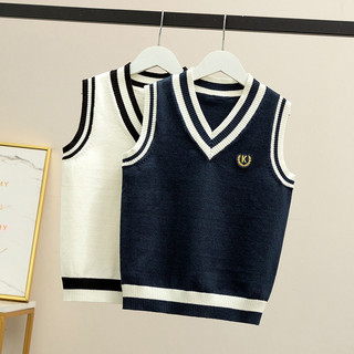Mùa Thu Đông Phong Cách Mới Giữa Lớn Trẻ Em Nguyên Chất Cotton Cổ Chữ V Dệt Kim Dài Tay
