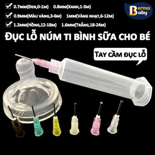 【Berma Baby Đục lỗ núm ti bình sữa cho bé-Dập lỗ núm ti tăng size cho bé-Dùng mọi loại núm ti