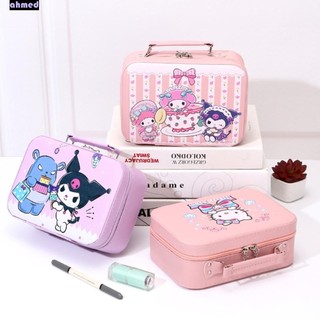 Ahmed Kuromi Túi Đựng Mỹ Phẩm Vali, Túi Trang Điểm Cầm Tay Kitty Gương Đổ Xô, Vỏ Xe Đẩy Kawaii Chống Thấm Nước My Melody Di Động Phim Hoạt Hình PU Hộp Đựng Mỹ Phẩm Quà Tặng