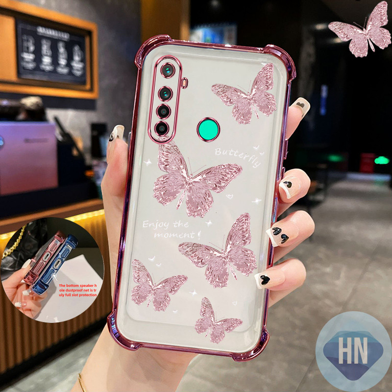 Ốp lưng Realme 5 5i 5s 6i C3 Tùy chỉnh màu hồng bướm mẫu mới bốn góc mạ rõ ràng nhà ở