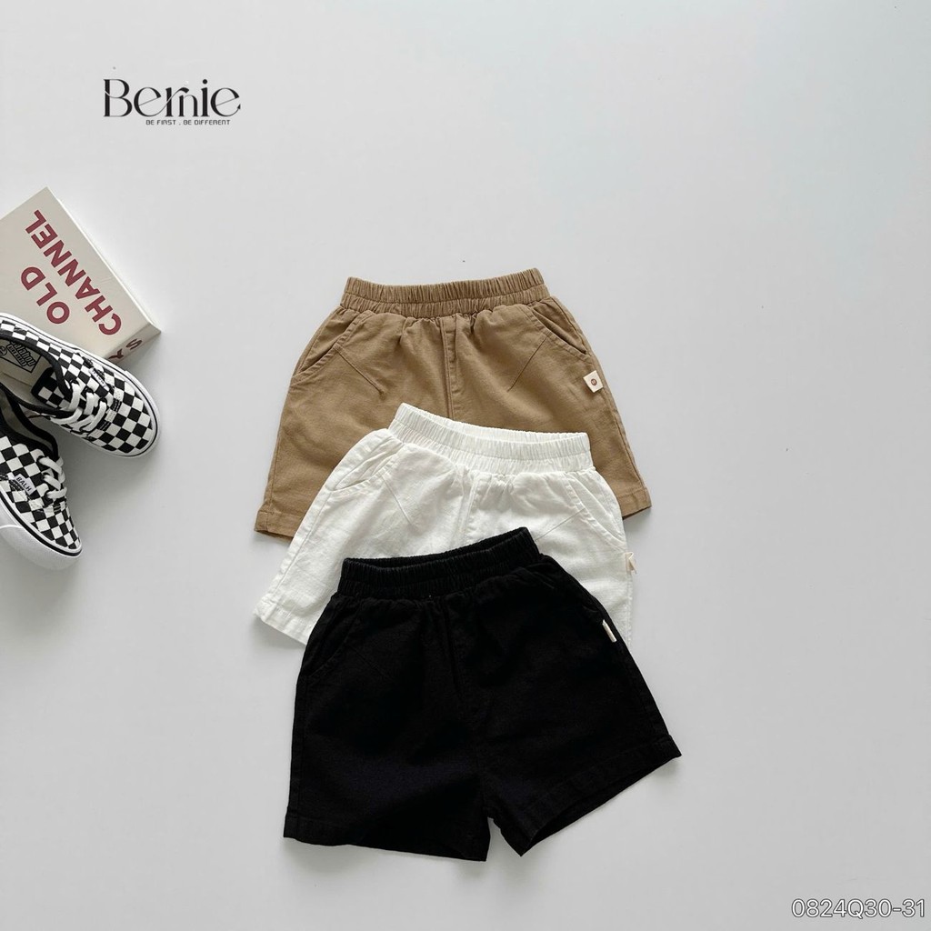  Quần sooc đùi linen kaki mềm bé trai bé gái unisex BERNIE phong cách hàn quốc 7kg đến 30kg 