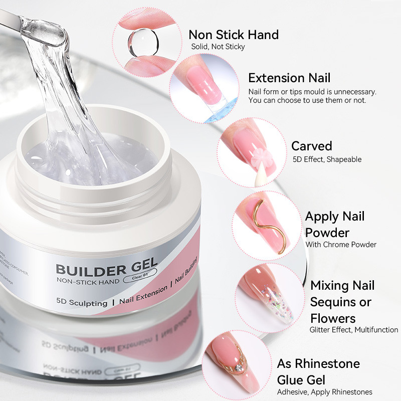【Local】BORN PRETTY 60g Không Dính Nhanh Nối Dài Móng Tay Gel Trong Suốt Milky White 3D Khắc Đúc Keo Ngâm Tắt Xây Dựng UV Gel Vernis | BigBuy360 - bigbuy360.vn