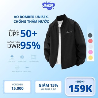 Áo khoác bomber dù 2 lớp trượt nước cản gió chống nắng unisex nam nữ