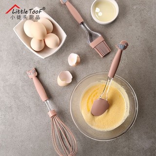 Bộ dụng cụ làm bánh silicone hoạt hình ba món, máy đánh trứng, cạo dầu, bàn chải dầu, bộ dụng cụ nhà bếp