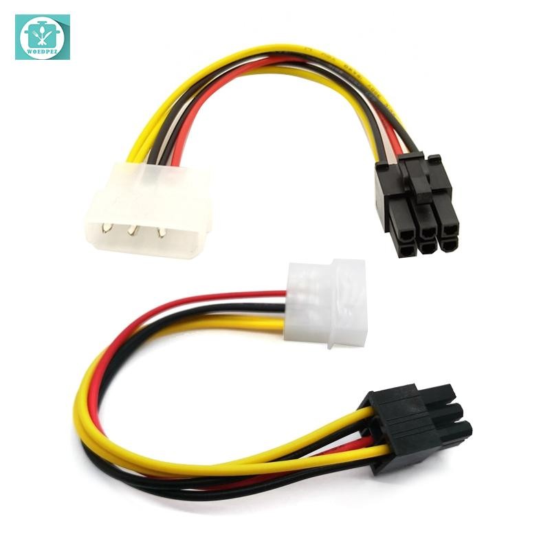 4 Pin  to 6 Pin PCI-Express PCIE Video Card Power Adapter Converter Cable
