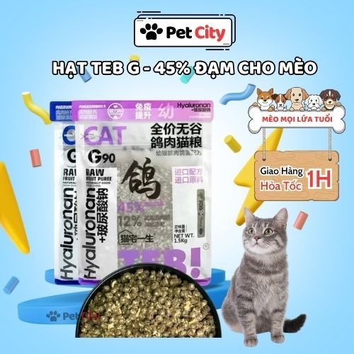 (Hỏa Tốc Đến 19H) Hạt Teb G cho mèo protein cao 42-45%,Thức ăn hạt mix topping ruốc sấy Teb G dành c