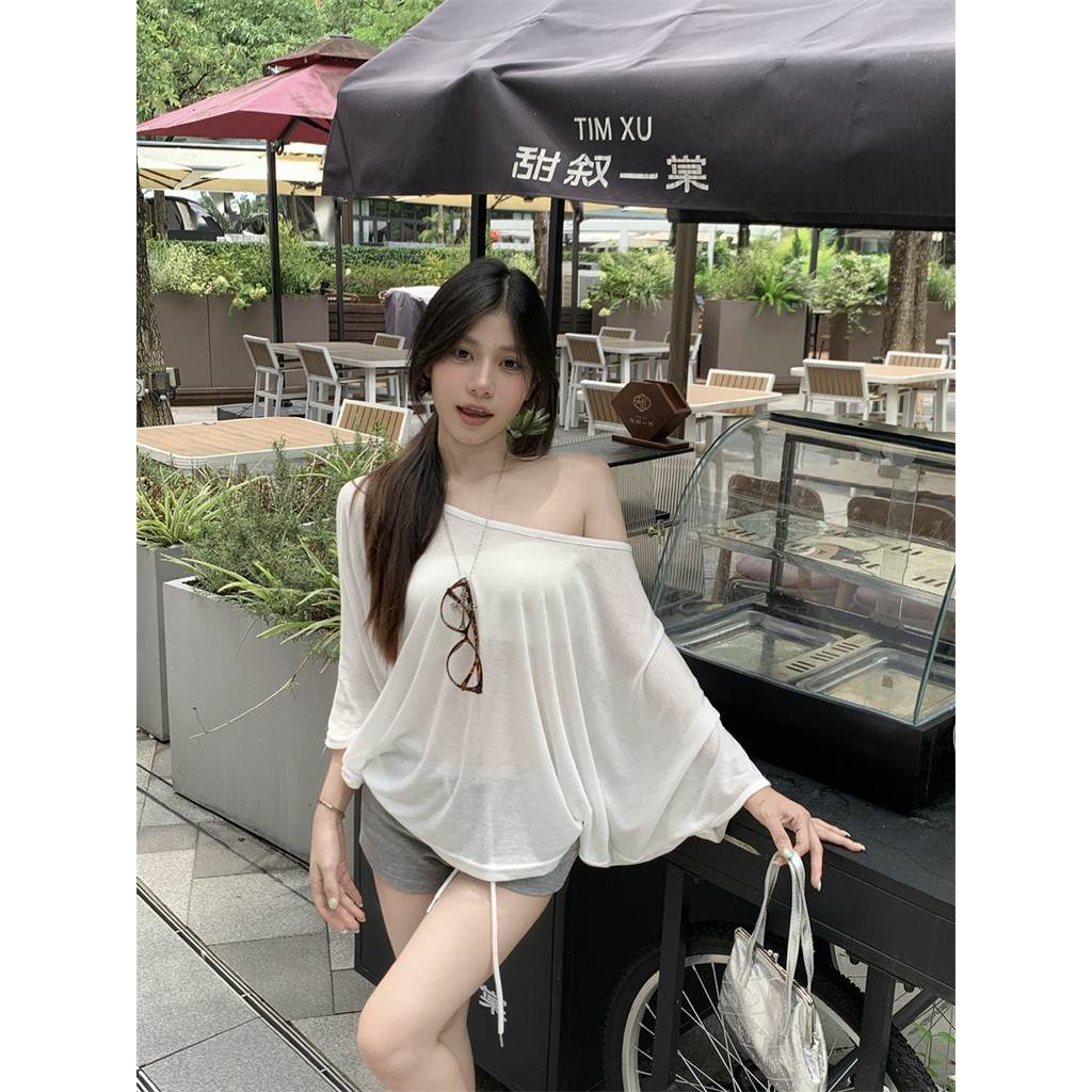 Kii Wii Áo thun thường ngày đeo vai xiên dành cho nữ mùa hè 250724 | BigBuy360 - bigbuy360.vn