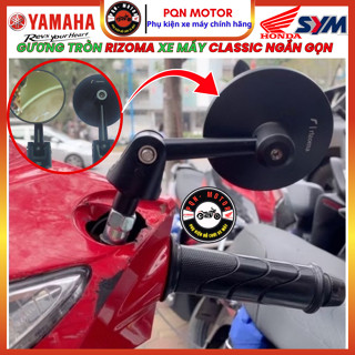 Gương Tròn Moto Mini BAR END Gương Rizoma Gắn Tay Lái Hoặc Chân Gương - Nhôm Mặt Kính Trắng Nhỏ Gọn