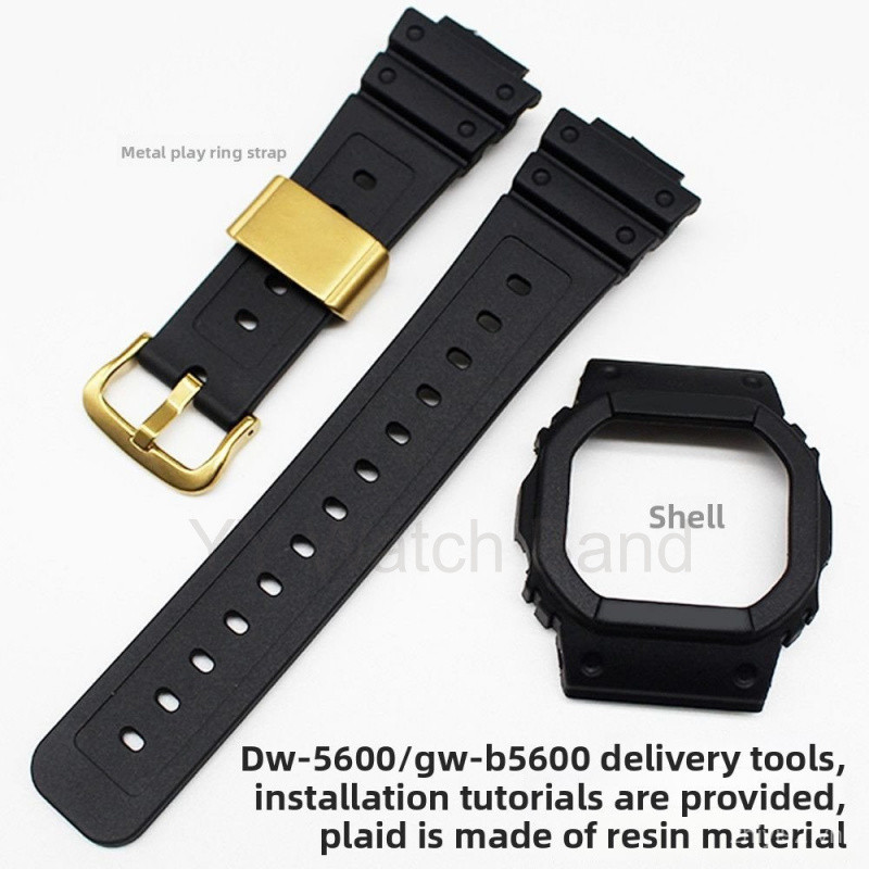Bộ dây đeo và vỏ đồng hồ bằng nhựa đen DW5600 / 5030 / 5025 / 5600E / GWB5600 - Combo thay thế cho c