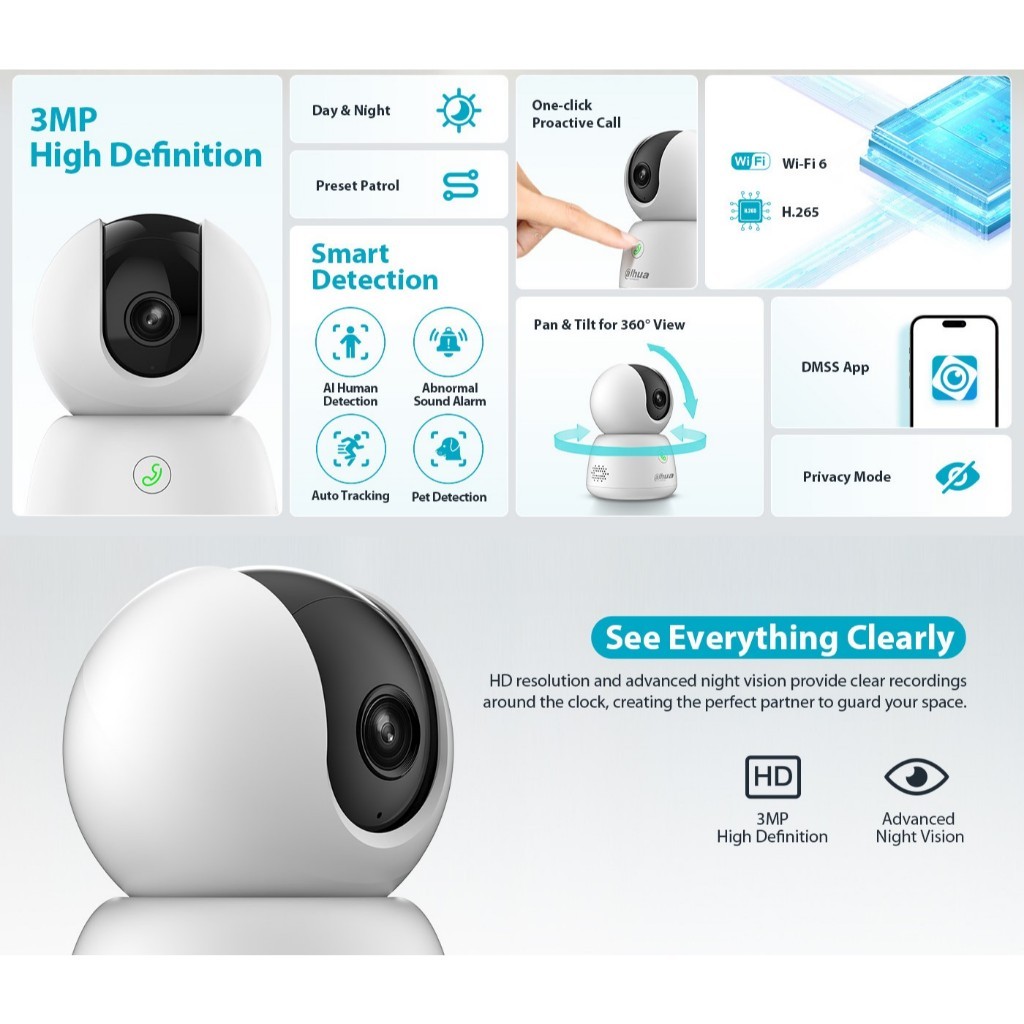 Camera WiFi Dahua Hero B1 (3MP/5MP), Quay Quét 360 Độ, Chạm để gọi điện, Đàm thoại 2 chiều, Tự động 