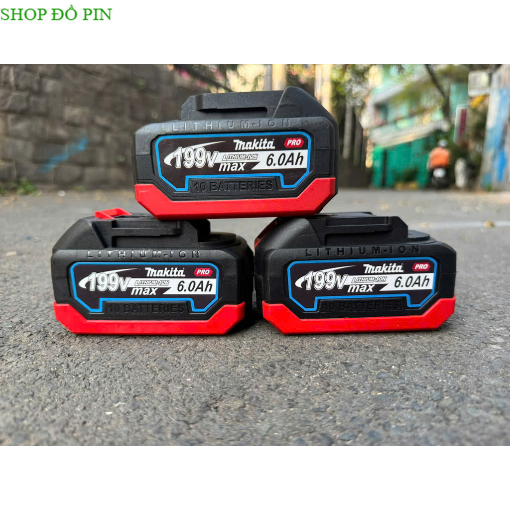 Pin Makita 18V -21V 2 hàng vỏ chống sốc Dung Lượng 4Ah - 5Ah  nhận sạc Adapter . Sài Gòn đồ pin