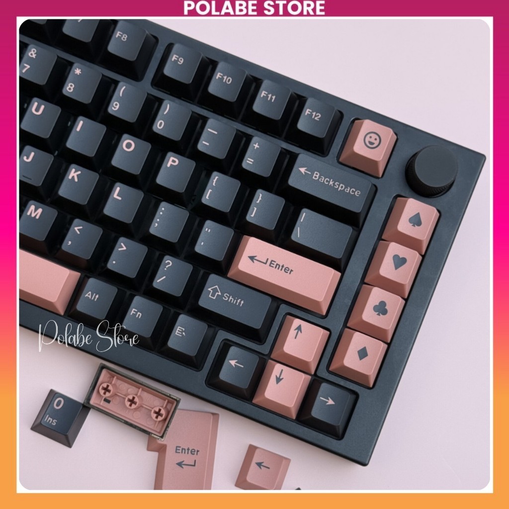 Keycap Wasabi Cherry profile Keycap CMK Black Pink ABS bàn phím cơ Mitoby Factory Keycap Hồng đen