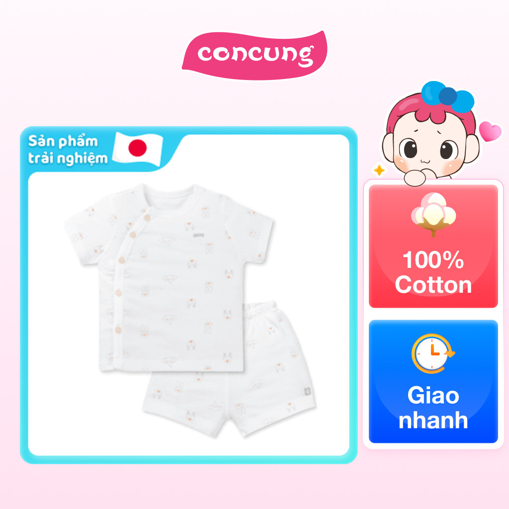 Bộ modal kháng khuẩn ngắn Animo HR VD0625010 (0-3M,Xám-trắng,NN06)