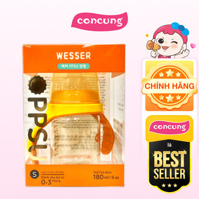 Bình sữa cổ rộng PPSU Wesser 180ml