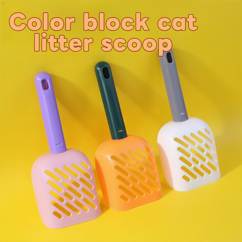 Mèo Litter Scoop Poop Scooper Cực Lớn Màu Khối Lưới Mèo Poop Scoop Bền Tay Cầm Dài Vệ Sinh Thú Cưng 