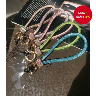 Dây buộc điện thoại pha lê sang trọng - Dây đeo cổ tay ngắn chống mất có khóa gia cố bằng kim loại