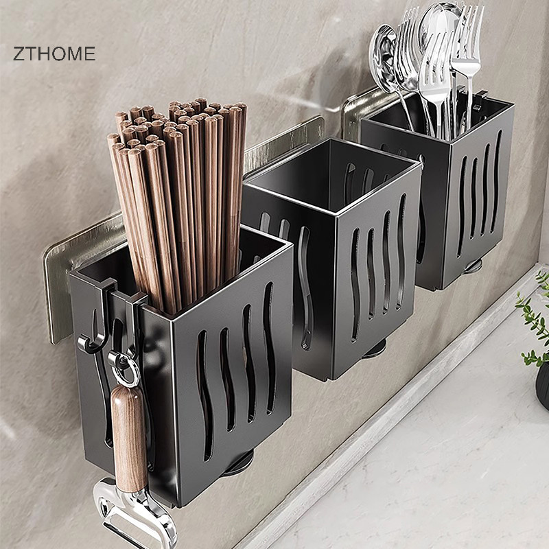 Zthome 1 Miếng Dụng Cụ Nhà Bếp Giá Đỡ Chop Thoát Nước, Hộp Bảo Quản Dao Kéo Treo Tường Hoặc Độc Lập, Nhựa HOT