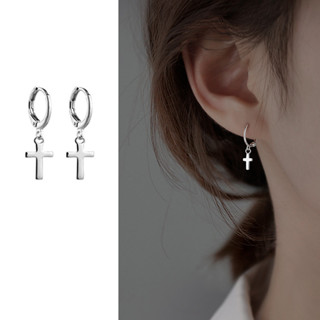 1 Đôi Bông Tai Đeo Chéo Màu Bạc Cho Nữ Thời Trang Khuyên Tai Trang Sức Nhỏ Hình Học Tòn Ten Bông Tai