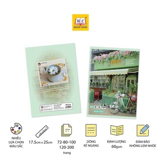 Vở kẻ ngang Minh Châu 80 trang,120 trang,200 trang ghim gáy coffe nhiều màu sắc DL 60gsm MC2506