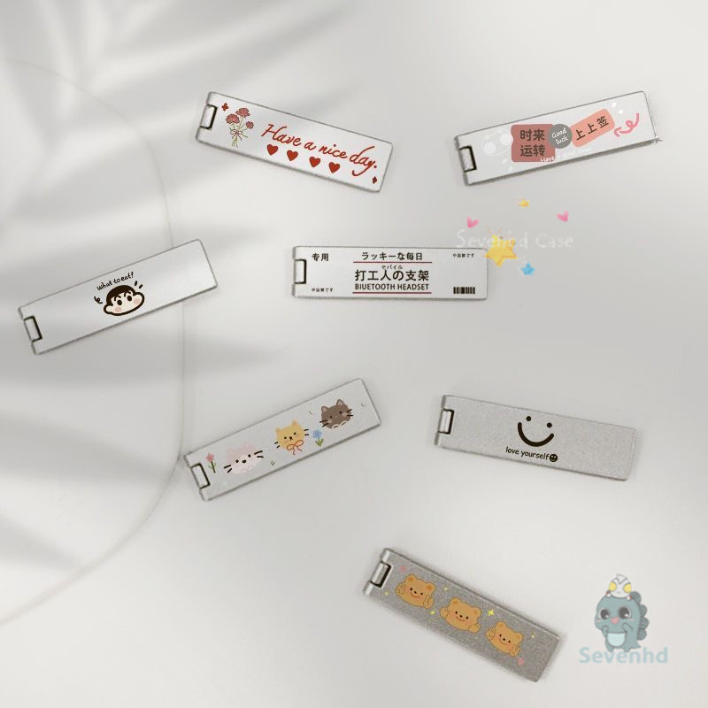 Phụ Kiện Điện Thoại Cho Ốp Lưng Điện Thoại Hoạt Hình Dễ Thương Họa Tiết Văn Bản Khác Nhau Giá Đỡ Kim Loại Mặt Sau Miếng Dán Di Động Vô Hình Gấp Giá Đỡ